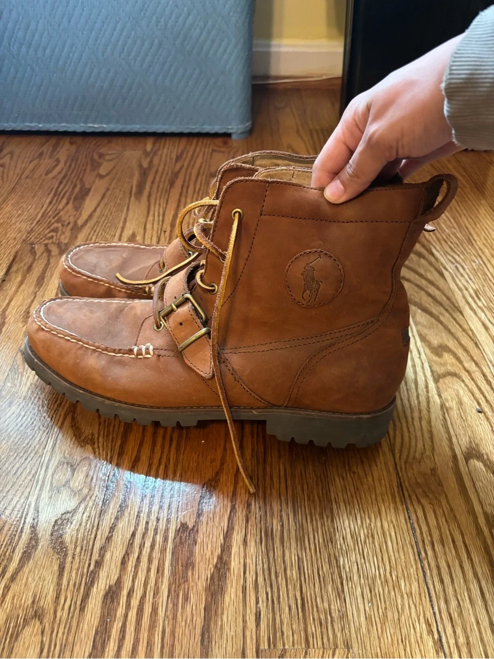 Polo Ralph Lauren Redmond Leather Moc Toe Boots Brown Men's 13